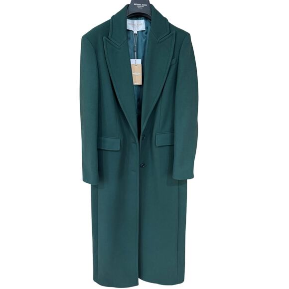 MICHAEL KORS Collection Chesterfield Wool Coat In Green sz. 0 - Picture 2 of 8